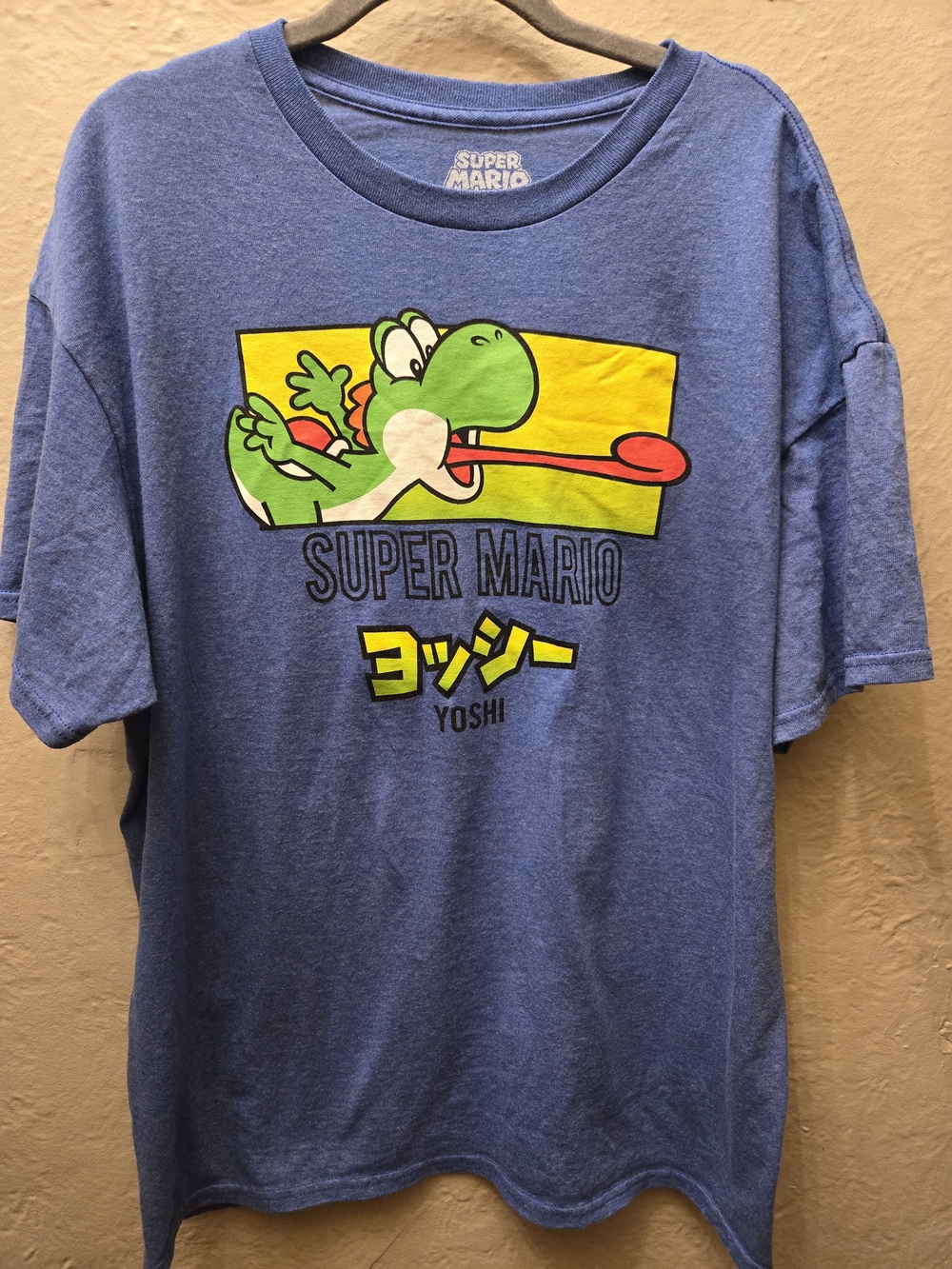 Super Mario Yoshi Graphic T Shirt Nintendo 2023 Blue Gamer Tee XL